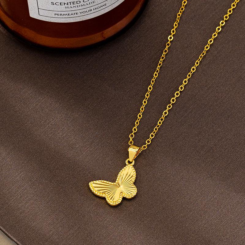Luxuriöser Damen-Schmetterlingsanhänger mit Laser-Gravur: Goldfarben, Schmuck mit langanhaltender Farberhaltung