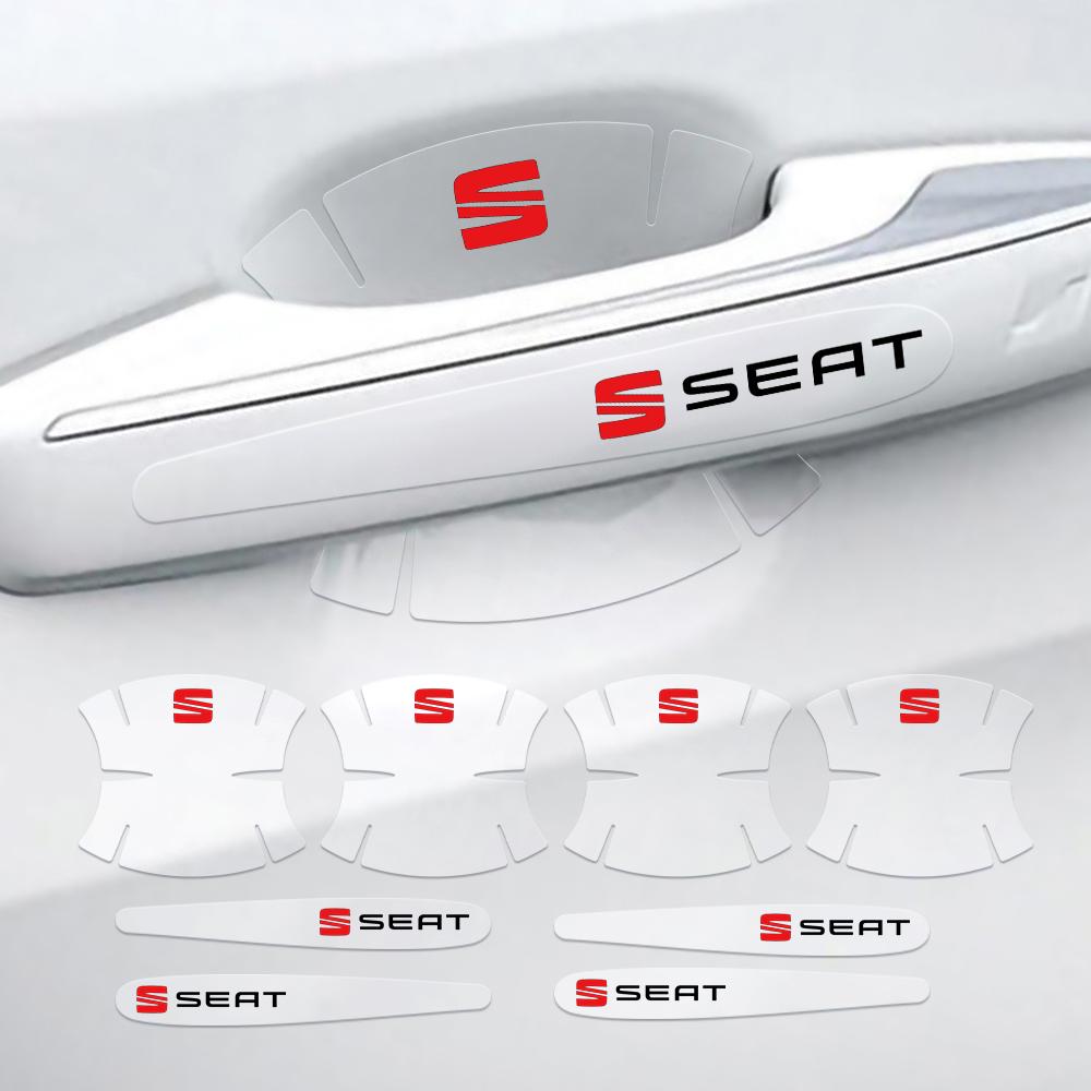 ydsh2 8Pcs Car Door Handle Bowl Sticker Anti-collision Strip For Seat Ibiza Leon Arosa Ateca Altea FR Arona Cupra Exeo Tarraco Toledo