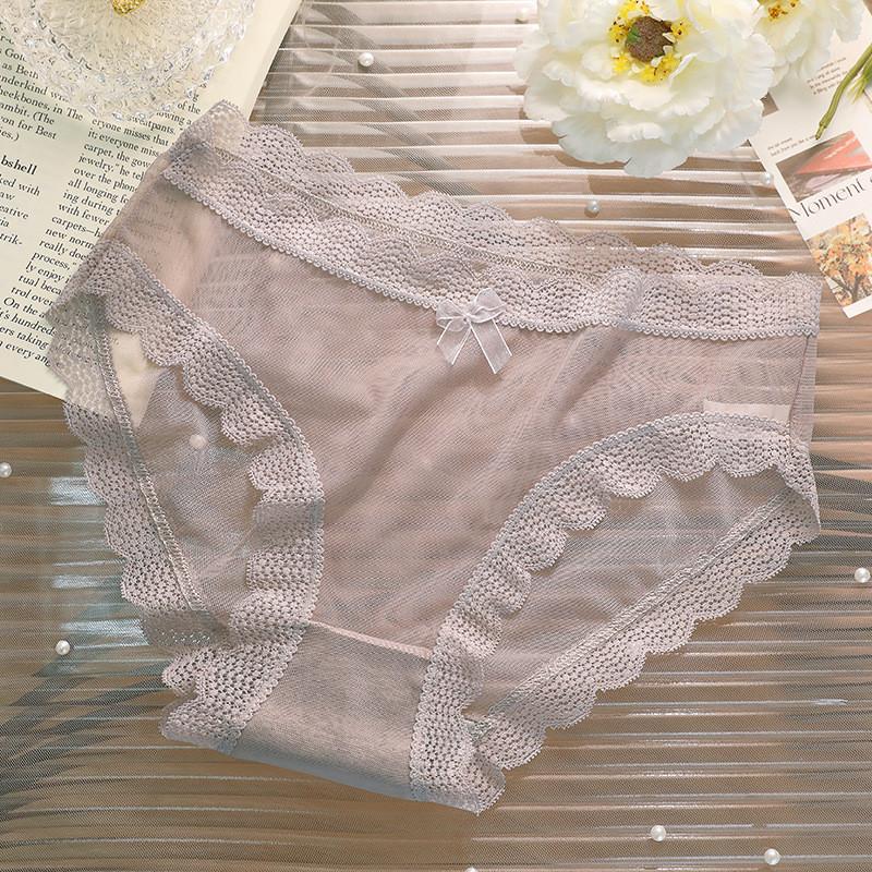 Elegant Transparent Lace Panties For Women Summer Lightweight Cotton Lined Mid Rise Triangular Design