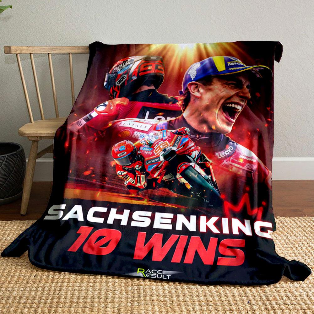 Vintage Marc Marquez Sachsenking MotoGP Wins Red Plush Blanket, Multipurpose Blanket for Home and Travel, Cloud-Like Blanket for Total Relaxation