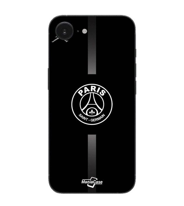 Hülle Maniacase Für Iphone 16E psg logo jordan grau schwarzer Hintergrund schwarz
