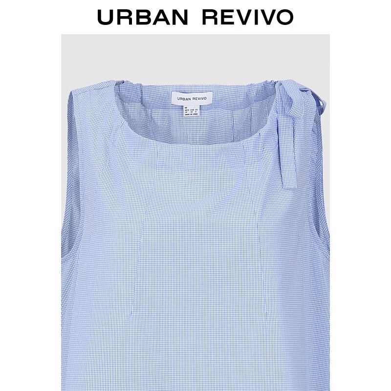 UR 2025 Autumn Women's Plaid Sleeveless Blouse