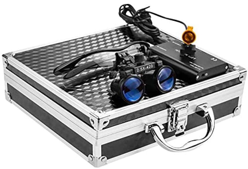 

TopSeller Binocular Magnifier (2.5x Magnification) + Clip-on Lamp (3W), Portable Optical Magnifier (2.5x Magnification), Lightweight, Includes