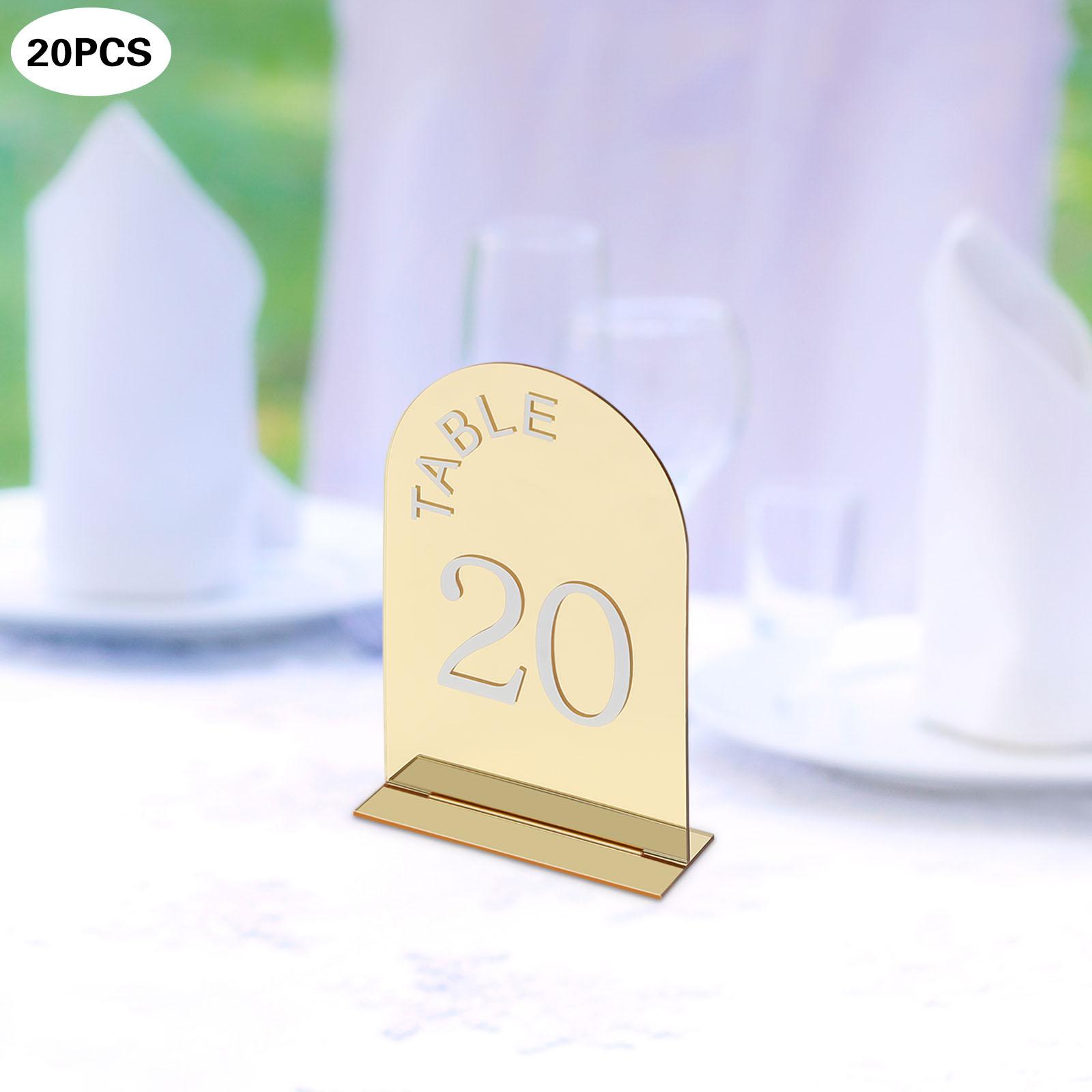 

20Pcs Gold Acrylic Tabletop Numbers 1-20 Holders W/ Stands, Elegant Mirror Wedding Table Signs Decor for Reception, Party, Event золотий
