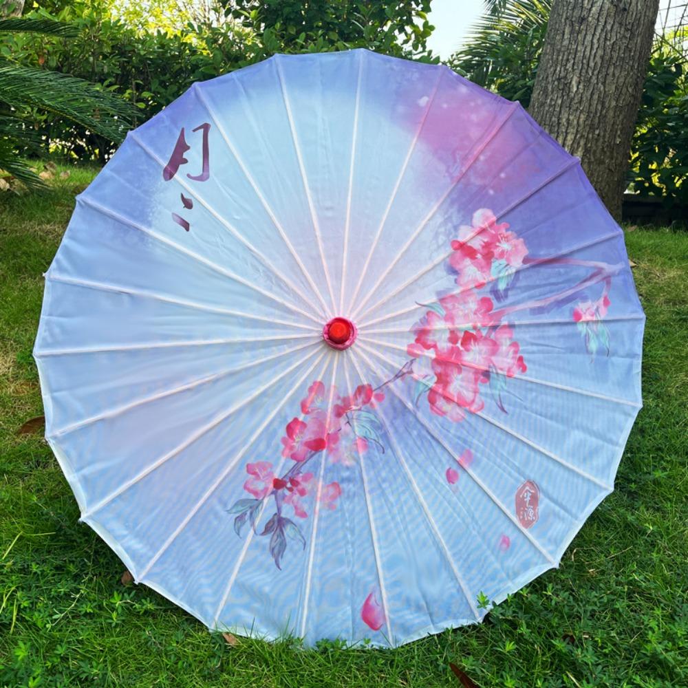 

Шелковый зонт-веер в китайском античном стиле для косплея, ханьфу, зонт из промасленной бумаги, для танцевальных выступлений 10