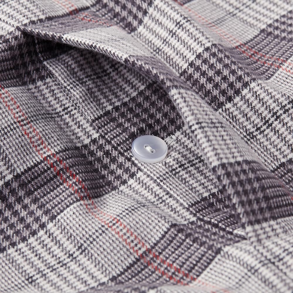 Gunze Made in Banshu Long Sleeve and Pants Dyed SF4353 Men's Pajamas, Japan, Weave, (Front Opening), 100% Cotton, Flannel, Gray,
