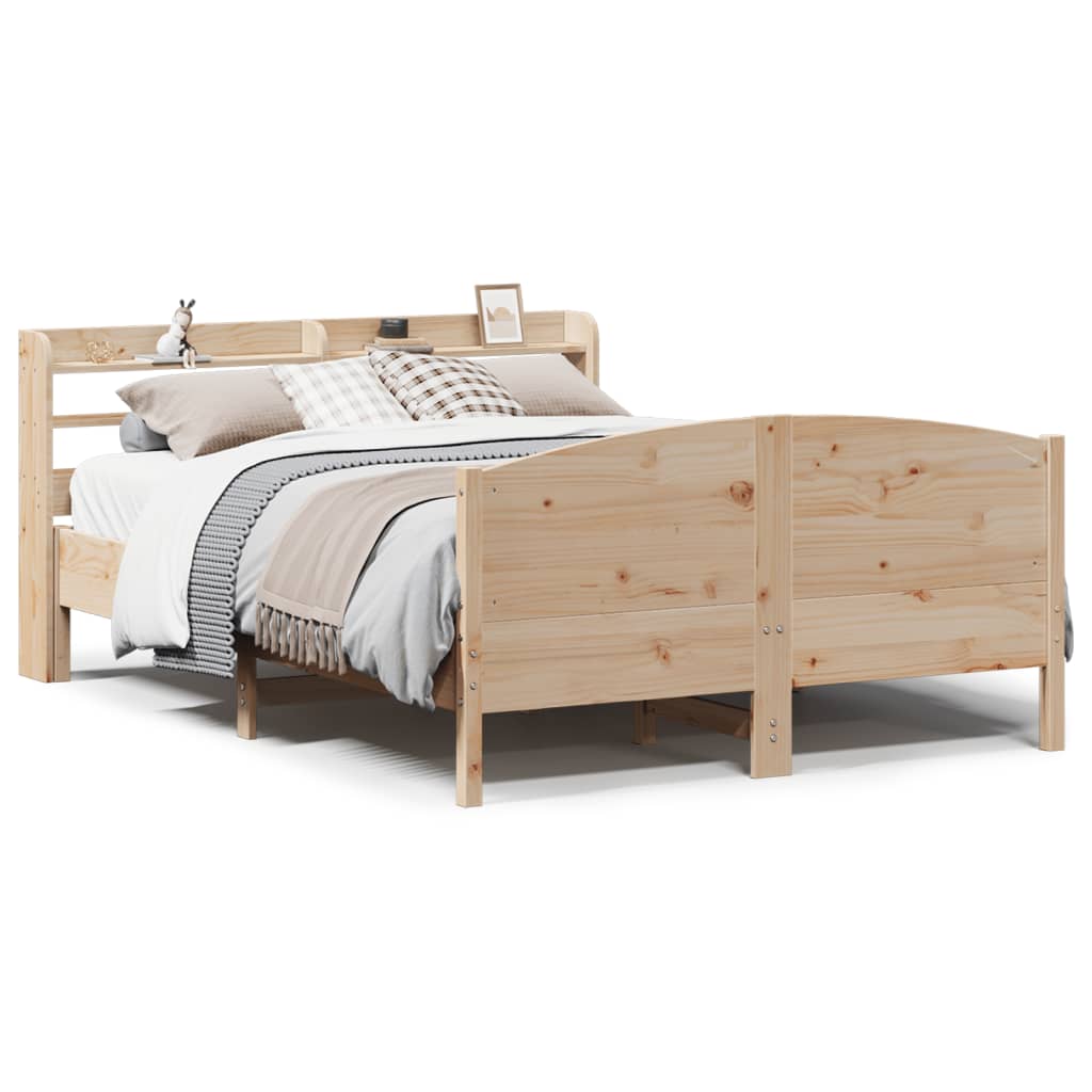 Vidaxl Bed Frame Without Mattress, 135X190 Cm, Solid Pine Wood
