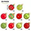 50Pcs Christmas Ball Decoration Red Green Painted Xmas Ball Ornaments Set 40Mm Hanging Xmas Ball For Holiday Atmosphere Decor