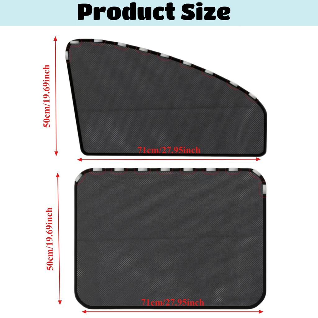 4pcs Magnetic Front Rear Window Curtain Summer UV Protection Universal Foldable Window Sunshades with Small Hole Auto Accessory