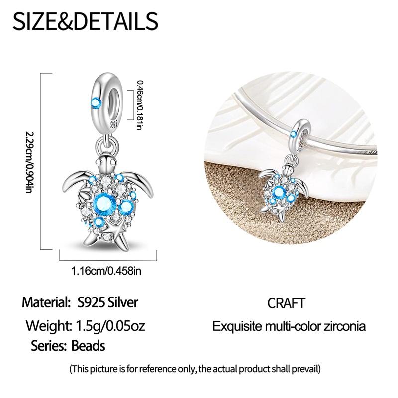 Charm Bead Components Authentic Original Copper Metal Blue Baby Turtle Pendant Bead Component Ocean Bead Components Compatible With Bracelet High