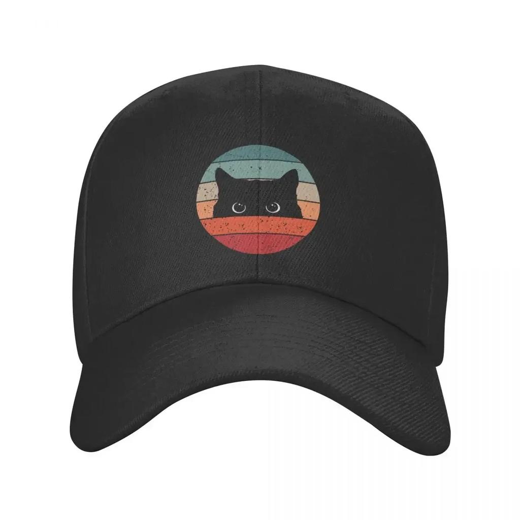 Black Cat Peeking Vintage Baseball Cap Sunhat Fashion Beach western Hat funny hat Women Caps Men's
