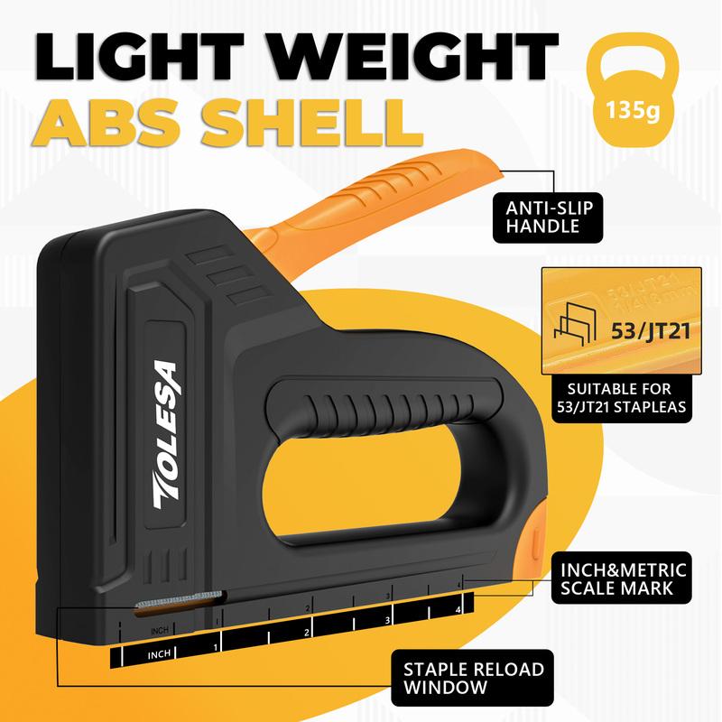 TOLESA Heavy Duty Staple Gun Kit 4 in 1 Upholstery Manual Stapler Gun with 2000 Staples for Wood Carpentry Crafts Wall DIY