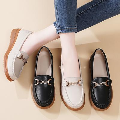 Women’s Moccasins Loafers Leather Driving Flats Casual Slip On Soft Nurse Shoes Black Walking Shoes