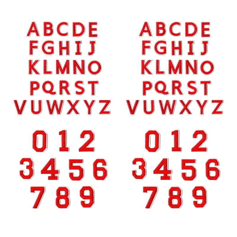 652F 72 Embroidered Letter Number Patches Washable Sewing On Decal for Backpacks Hat Designs