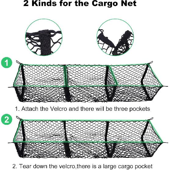 Cargo Net Trunk Bed Organizer For Ford/Dodge/GMC/Chevy Silverado/Toyota/Nissan/Honda Pickup Truck, 59" Longer Mesh Storage Net Grocery Holder Heavy