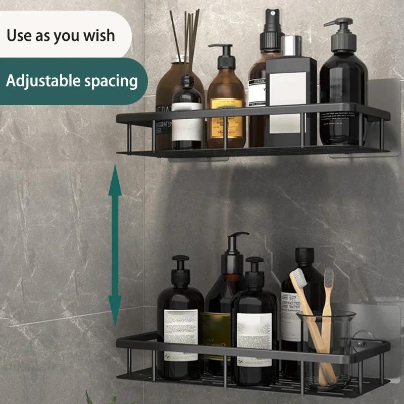 Bath Area Shelf Kitchen Storage Organizer Aluminum Alloy Shampoo Rack Shower Shelf Bath Area Accessories No Drill Shelf for Home