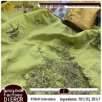 Elegant Black Floral Embroidered Chiffon Tencel Fabric for Spring/Summer Clothing & Sun Protection Shirts