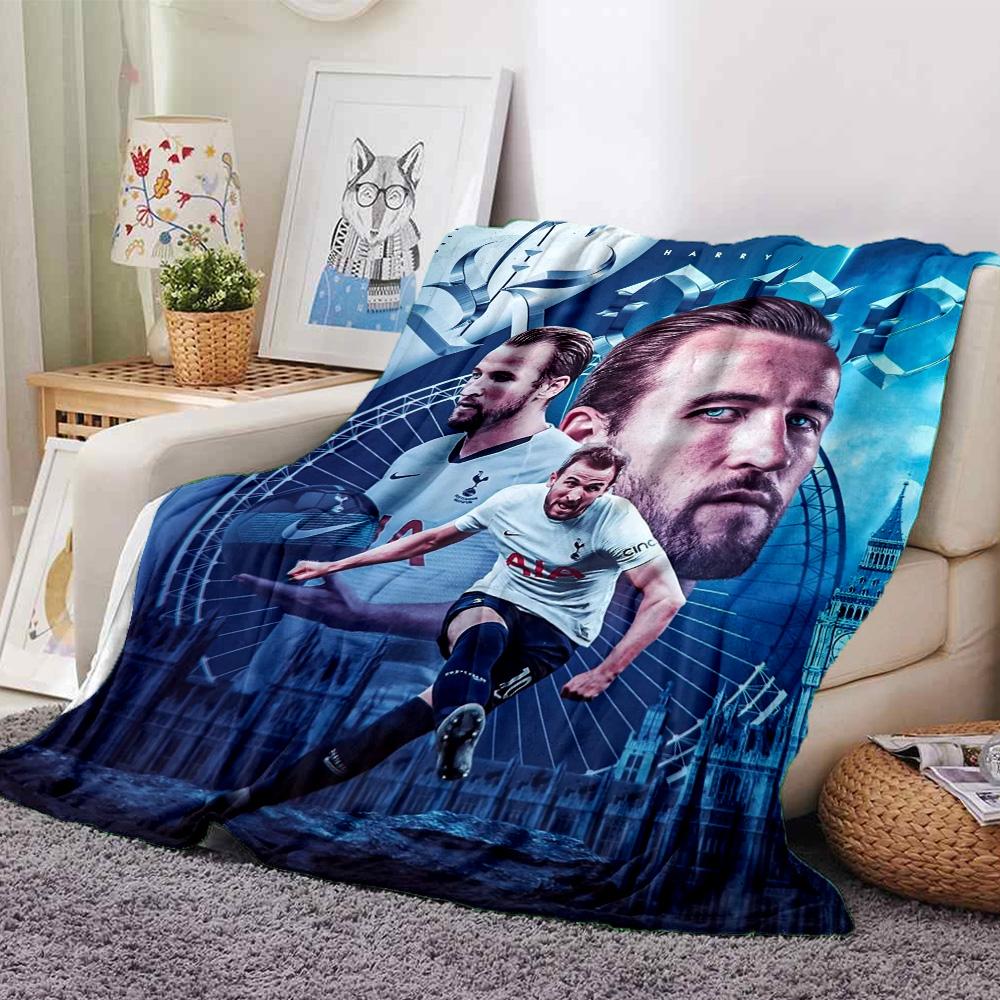 Blue Tone Football Player City Background Collage Flannel Throw Blanket, Soft Warm Cozy Bed Sofa Cover for Sports Fan Home