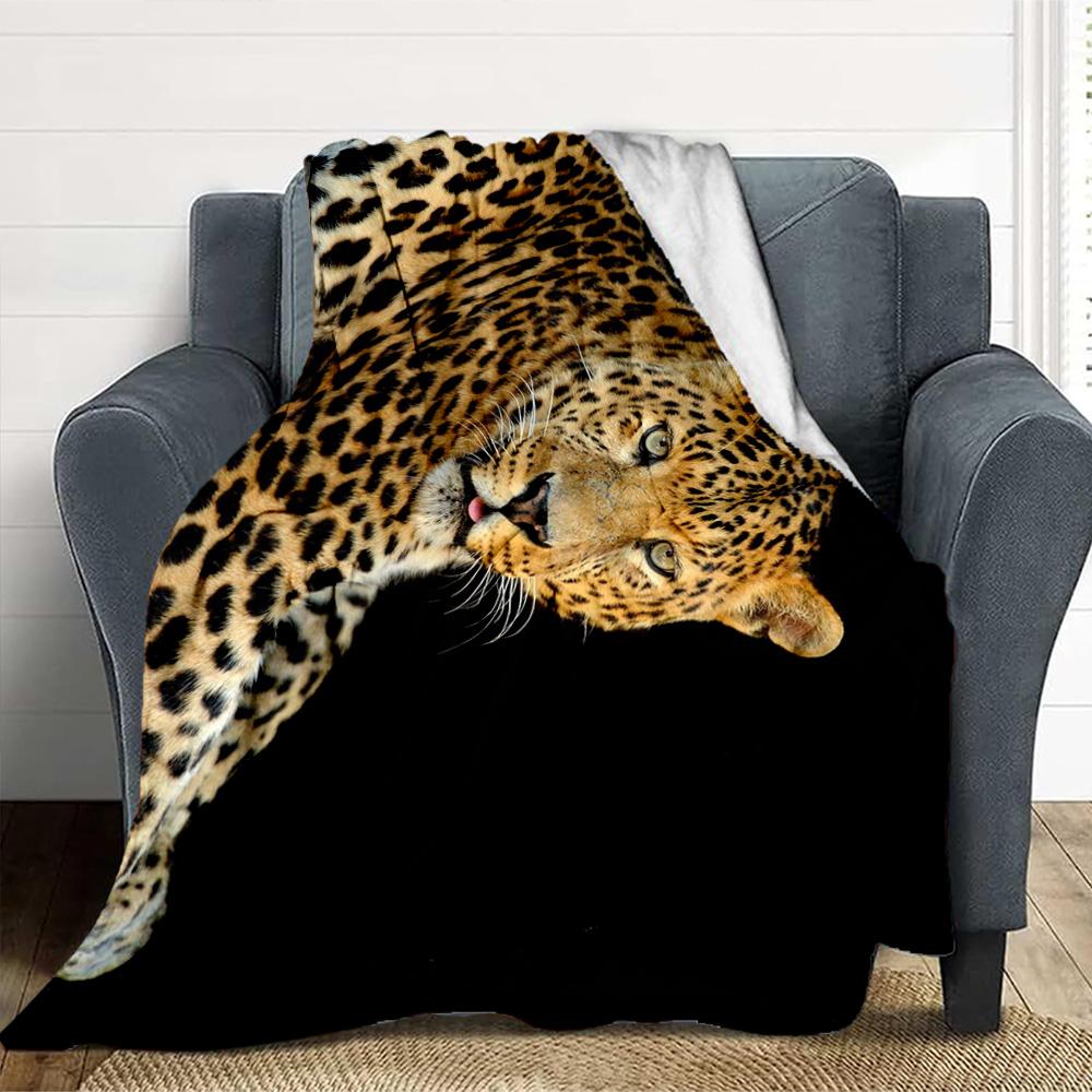 Leopard Print Flannel Blanket Throw Blanket Soft Warm Sofa Bed Camping Car Home Decor Unique Christmas Gift C93022