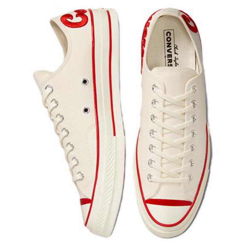 Converse 1970s Abrasion-Resistant Low-Top Canvas Shoes Unisex White Red