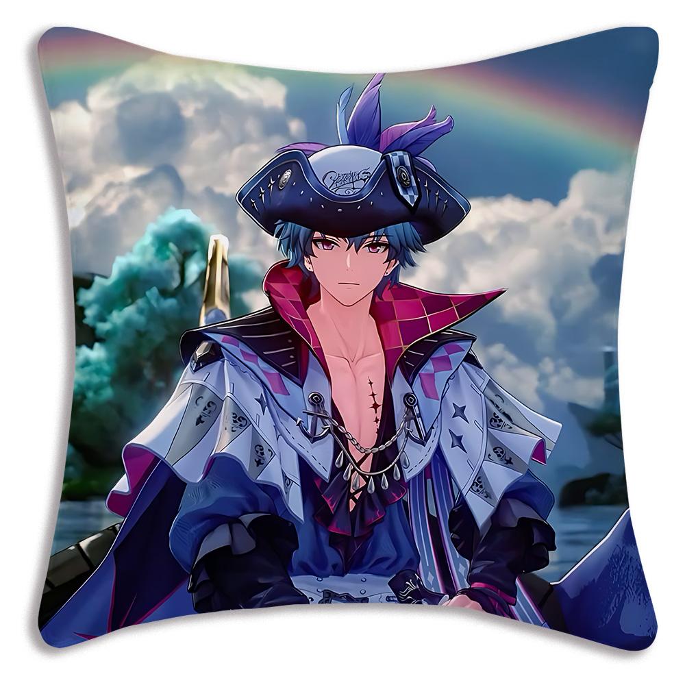 Game Wutherings W-Waves Pillow Covers Cartoon Sofa Decorative Home Double-sided Printing Short Plush Cute Cushion Cover
