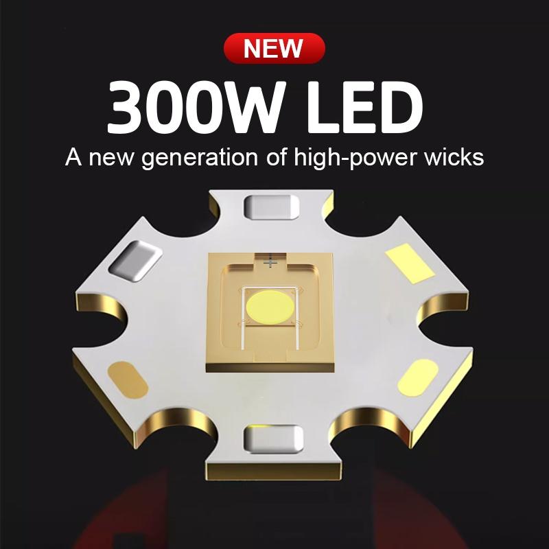 99000LM Super Jasná Svítilna 300W Vysoce Výkonná LED Svítilna Vodotěsná Zoom Ruční Světlo Venkovní Pracovní Světlo Kempingová Lampa Rybářská Lucerna