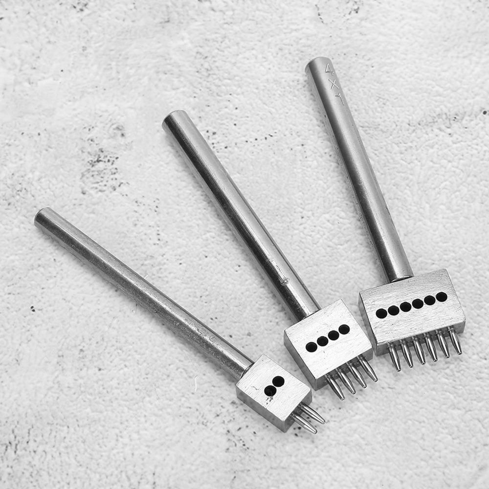 3pcs 4/5/6mm Pitch Leather Hole Punch Tool 2/4/6 Prong Belt Hole Puncher DIY Leather Craft