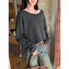 2025 New Women's Grey Knit Long Sleeve Loose Slimming Top