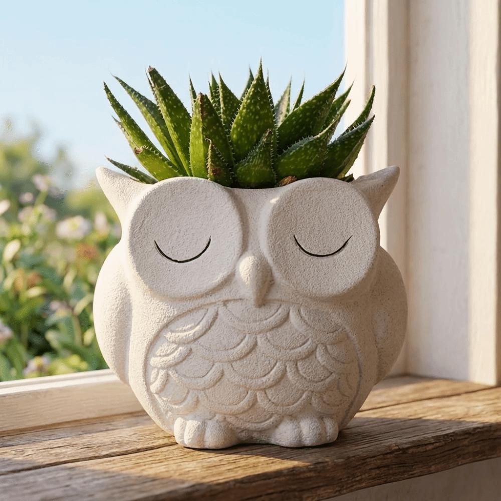 Ceramics Succulent Pot Cute Cactus Pot Unique Owl Planter  Balcony