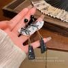 New Chinese Style Ink Bamboo Fan-shaped Fringed Earrings Women's High-end Light Luxury Long Ear Hooks Retro Ears