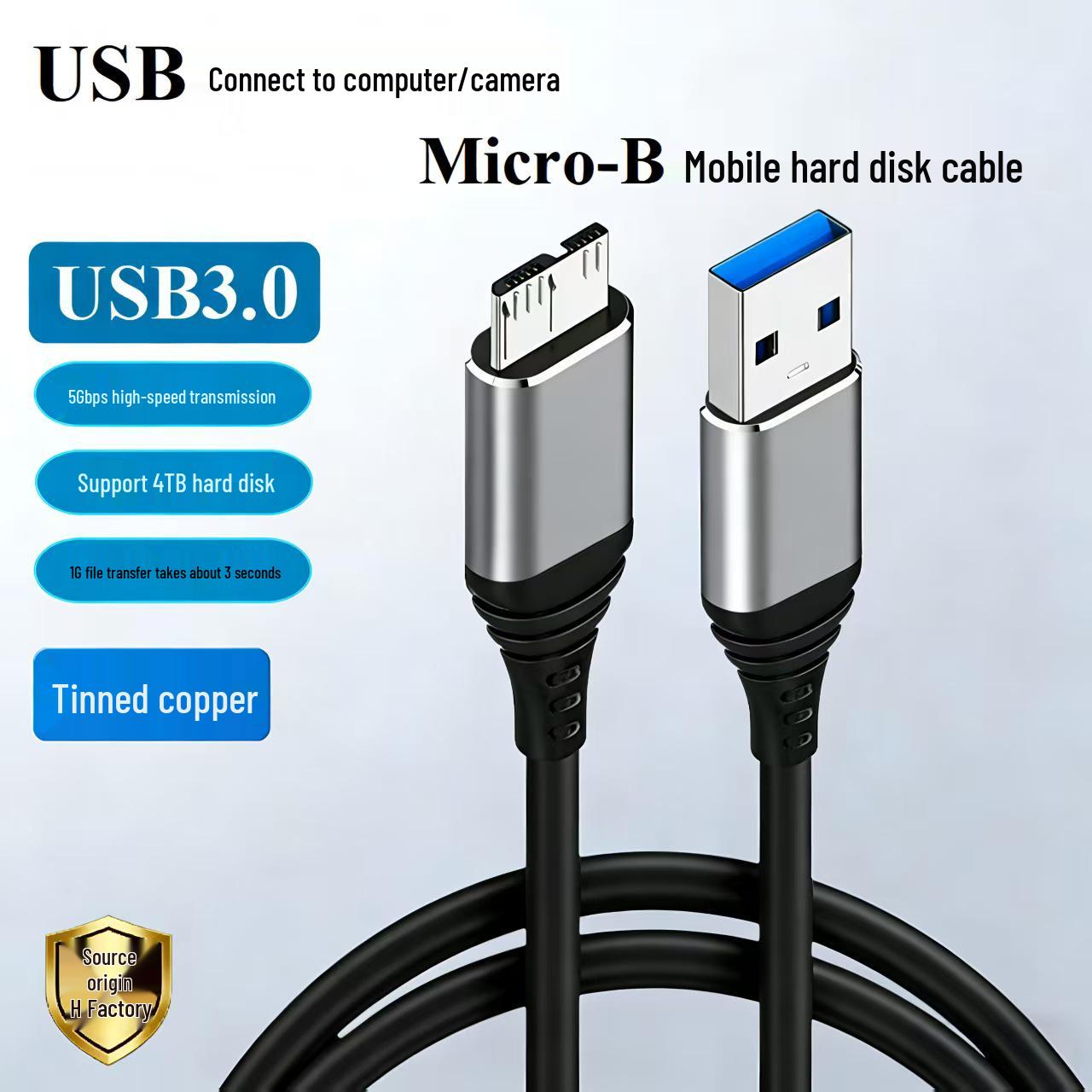 USB 3.0 to Micro-B High-Speed External Hard Drive Data Cable 0.3m