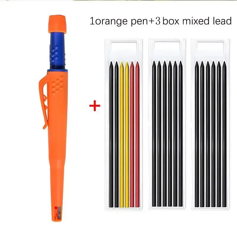 2-in-1 Solid Carpenter Pencils With Sharpener Carpenter 2.8mm Solid Mechanical Pencils Marking Tools Construction/carpenters