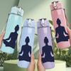 1PC Silhouette Man Yoga Meditation Print 750ml Color Plastic Sports Water Bottle Leakproof Flip Straw Lid Suitable for Sports Office Home Use
