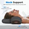 Heated Neck Pillow with 3 Vibration Massage Modes,Thermostatic Heating, Gray, Contoured Design for Optimal Comfort, Therapeutic Sleep Aid