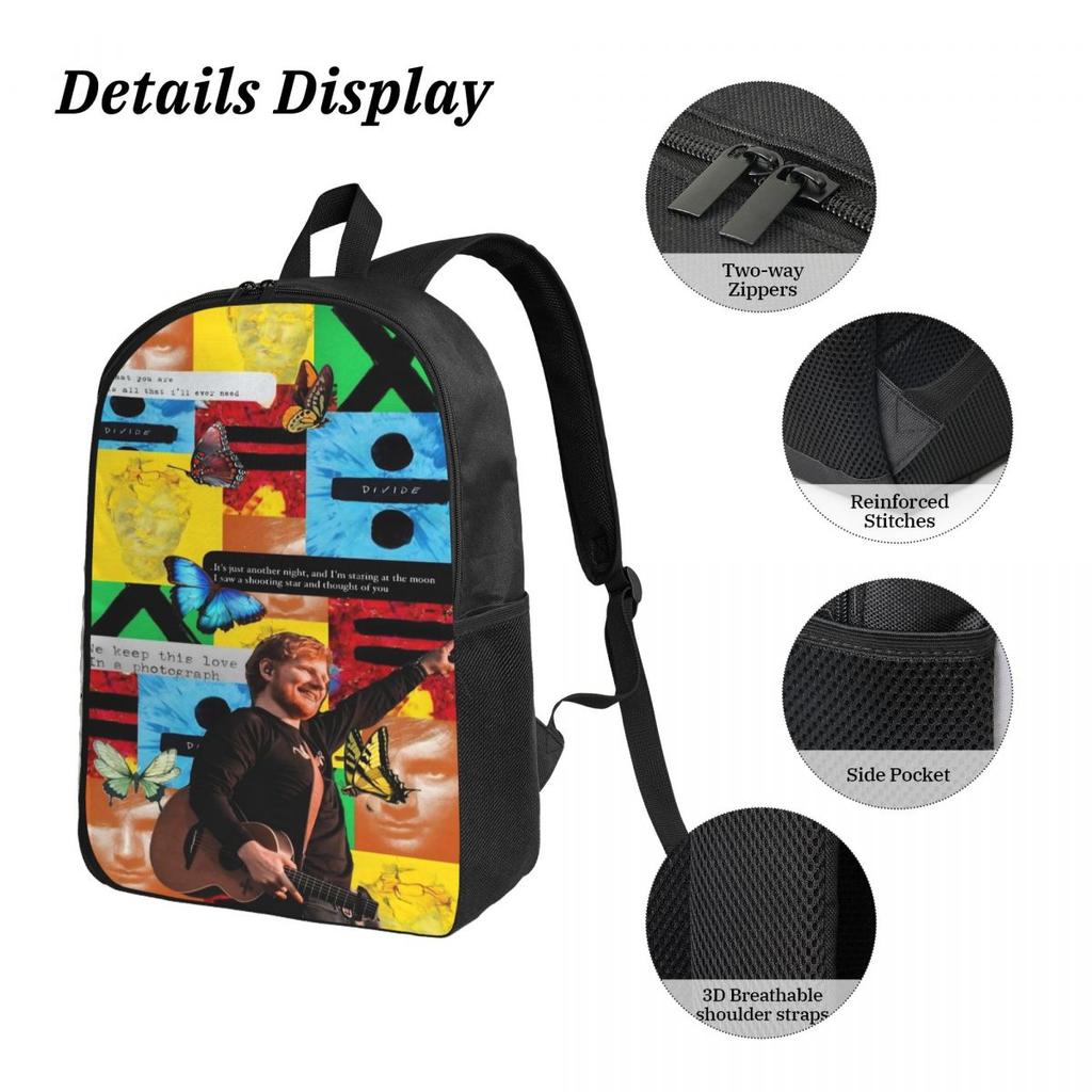 3Pcs Ed Sheeran Loop Tour 2026 Backpack Set for Children Pen Bags Bookbag Sets with Lunch Box For School Students Daypack