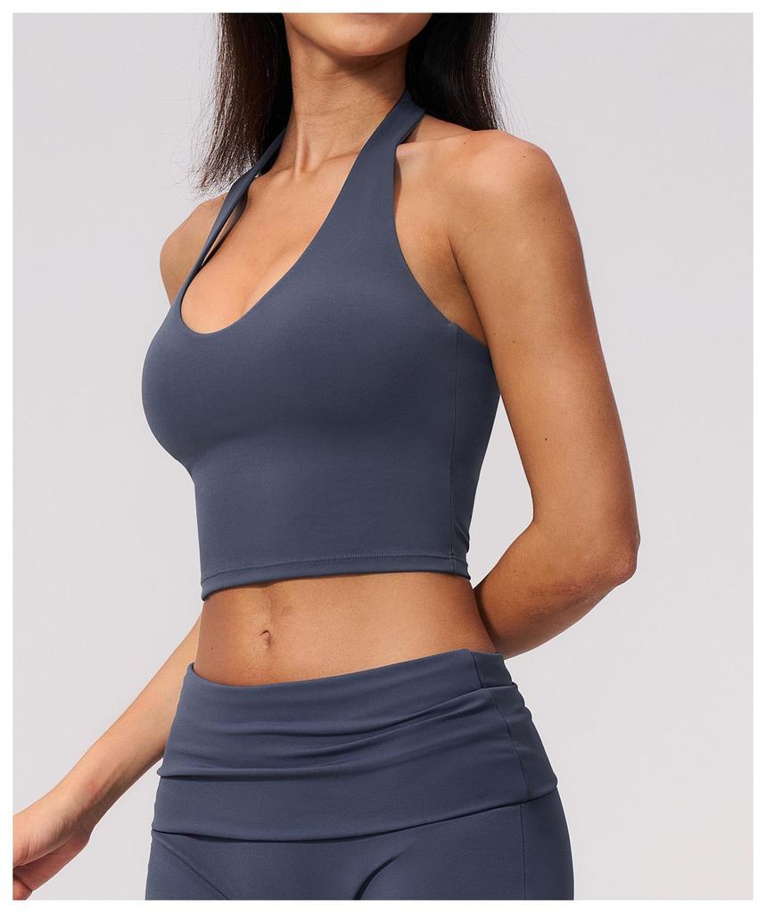Canotta da Yoga da Donna Scollo a V Asciugatura Rapida con Scollo all'Americana, Imbottiture sul Petto e Spalline Posteriori alla Moda - Modello 5529