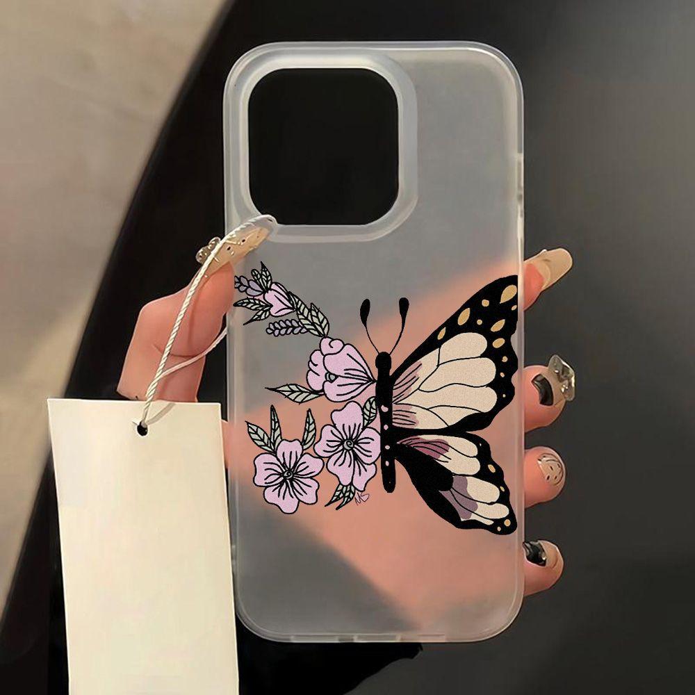 Flower butterfly for iPhone17promax Apple 17 matte large hole mobile phone case 16/15 anti-drop 14Pro