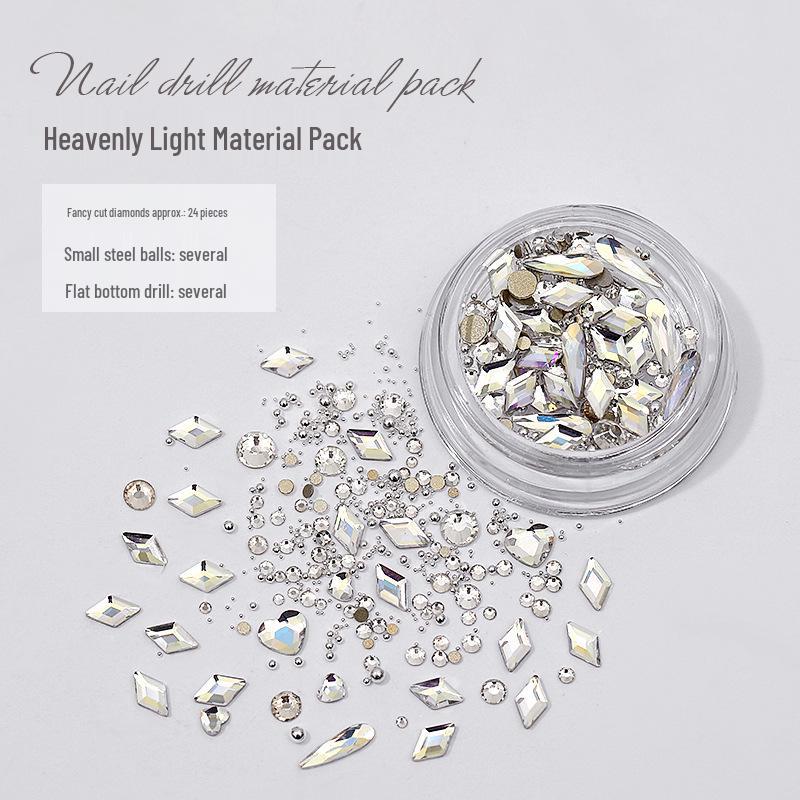 

Elegant Blue Nail Art Kit: Mixed Rhinestones & Mini Steel Beads for High-End Decoration