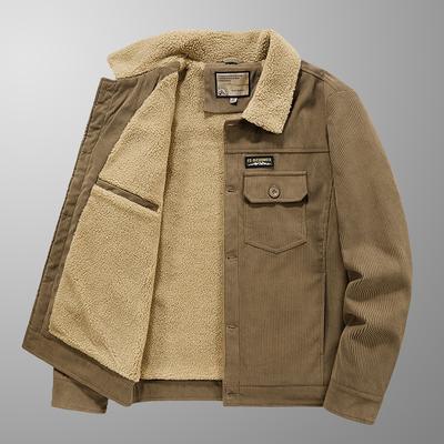 Corduroy Cotton-padded Men's Winter Fleece Jacket Large Size Loose Lapel Cotton-padded Men's Jacket