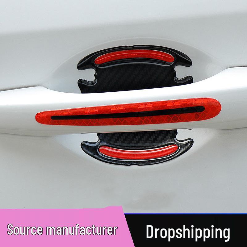 Reflective Carbon Fiber Anti-Collision Car Stickers for Handles, Door Bowl, and Mirrors