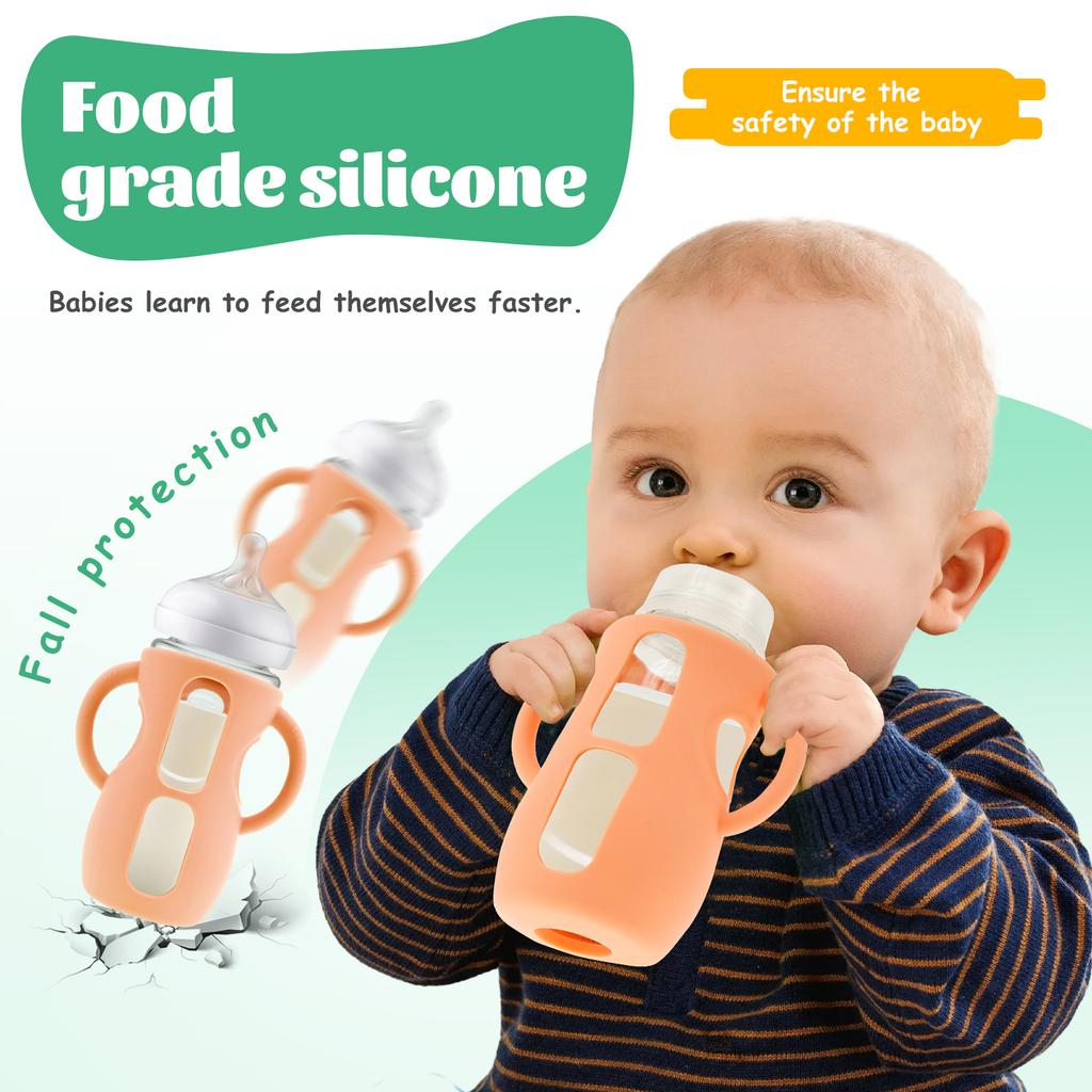 6Pcs 240/120 ml Silicone Cup Cover Heat Insulation Coaster Sleeve Water Cup Cover Sheath Anti Slip Baby Bottle Sleeves Handle