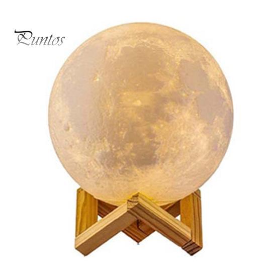 Lampă pentru lună cu bază din lemn Design cu 16 culori RGB Senzor tactil reîncărcabilă 3D Lumină de noapte cu lună Decor dormitor