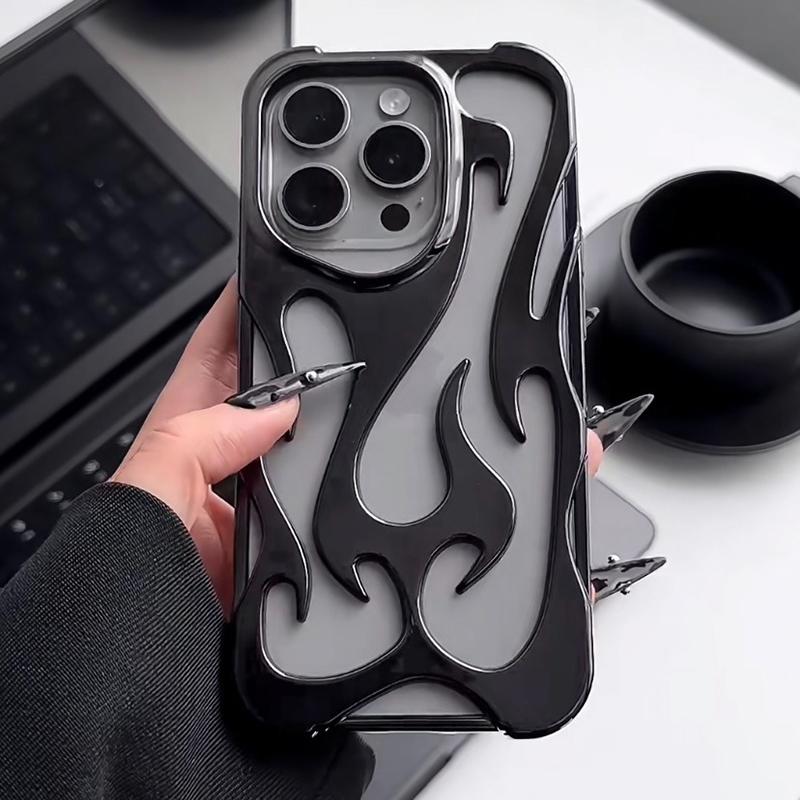 Custodia per Telefono con Design a Fiamma 3D Vuota Per Per Iphone 1 14 13 11 12 17 Air 16 Pro Max 1 Plus Fresca Antiurto Morbida Copertura Posteriore