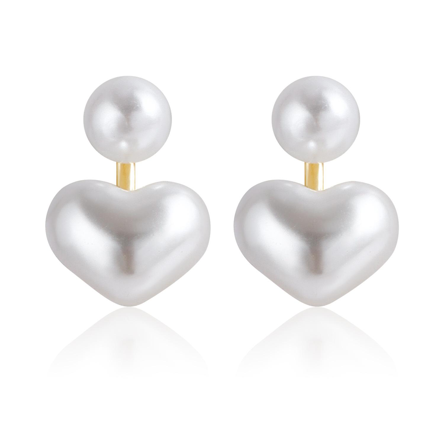 

Sweet love imitation pearl stud earrings, personalized two-wear earrings, Japanese and Korean earrings золотой