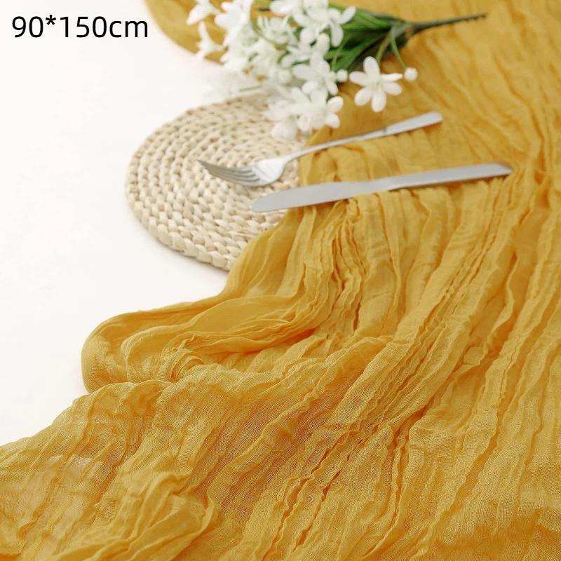 Boho Gauze Table Runner Crinkled Cheesecloth Reusable 14ft Long for Holiday Gathering Rustic Wedding Decor