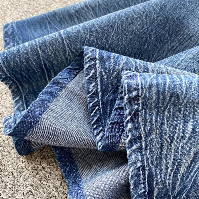 Retro džínové šaty Dámské s dlouhým rukávem Design Pas Košilové šaty Knoflík Vysoký pas Šaty