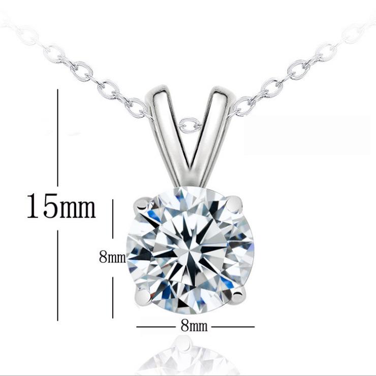 Four-Claw Zircon Bunny Pendant Necklace with 8mm Heart & Arrow Design