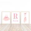 Pink Girl Bowknot Ballet Shoes Name Custom Nursery Wall Art Canvas Painting Posters And Prints Pictures For Baby Kids Room Decor