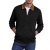 Mens Solid Color Waffle Knit Collar Jacket Casual Loose Fit Baseball Style Outerwear