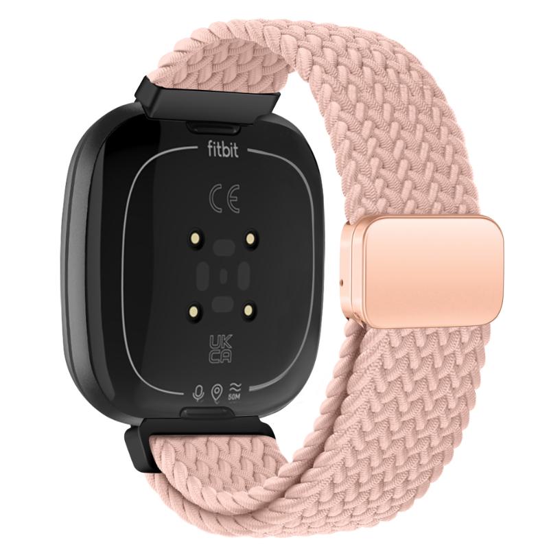 Nylon Braided Loop Strap For Fitbit Versa 4/3 Adjustable Metal Magnetic Bracelet Wristband For Fitbit Sense 2/1 Band Accessories